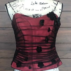 Sexy Corset Top Beaded Spaghetti Strap Red Black